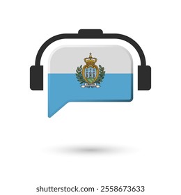 Headphone flag of San Marino. Vector Illustration of flag on white background.