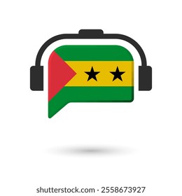 Headphone flag of Sao Tome and Principe. Vector Illustration of flag on white background.