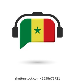 Headphone flag of Senegal. Vector Illustration of flag on white background.