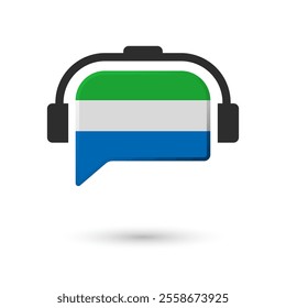 Headphone flag of Sierra Leone. Vector Illustration of flag on white background.