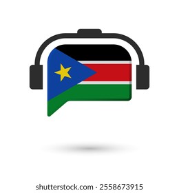 Headphone flag of South Sudan. Vector Illustration of flag on white background.