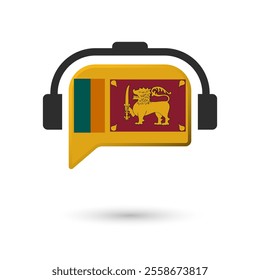 Headphone flag of Sri Lanka. Vector Illustration of flag on white background.