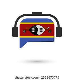 Headphone flag of Swaziland. Vector Illustration of flag on white background.