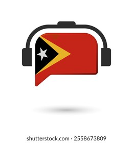 Headphone flag of Timor Leste. Vector Illustration of flag on white background.