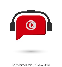 Headphone flag of Tunisia. Vector Illustration of flag on white background.
