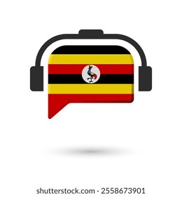 Headphone flag of Uganda. Vector Illustration of flag on white background.