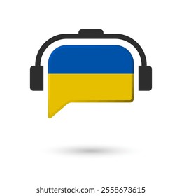 Headphone flag of Ukraine. Vector Illustration of flag on white background.