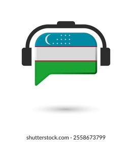 Headphone flag of Uzbekistan. Vector Illustration of flag on white background.