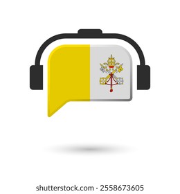 Headphone flag of Vatican. Vector Illustration of flag on white background.