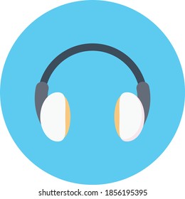 headphone flat circle with shadow icon