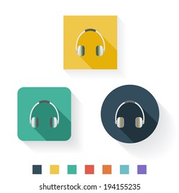 Headphone Flat Icon Design