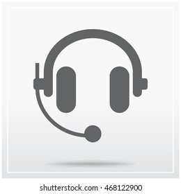 Headphone. Flat icon of graphical symbol of online support. Vector illustration