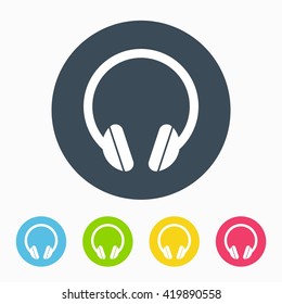 Headphone Flat icon Vector with color Variations
