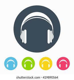 Headphone Flat icon Vector with color Variations
