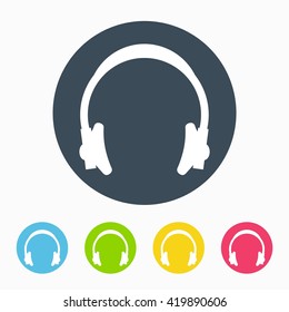 Headphone Flat icon Vector with color Variations
