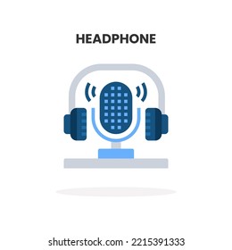 Headphone flat icon. Vector illustration on white background.