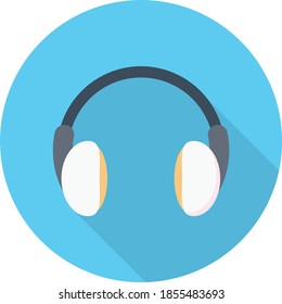 headphone flat with shadow icon