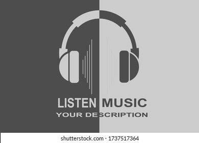 Headphone flat vector illustration. Listen to music with headphone