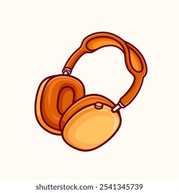 Headphone Floating Cartoon Vector Icon Illustration. Technology Object Icon Concept Isolated Premium Vector. Flat Cartoon Style