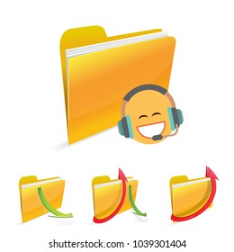With headphone folder character cartoon style
