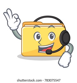 With headphone folder character cartoon style