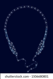 Headphone frame with wires and luminous lights. Vector illustration.