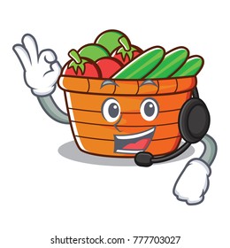 With headphone fruit basket character cartoon