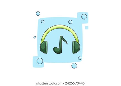 Headphone Functional Music Flat Sticker Design