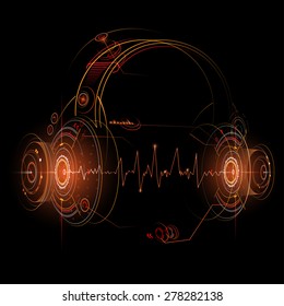 Headphone futuristic illustration