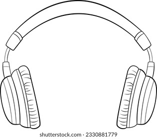 Headphone gadget cartoon isolated outline doodle illustration