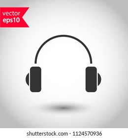 Headphone gadget icon. Earphone icon. Studio background. EPS 10 vector sign.