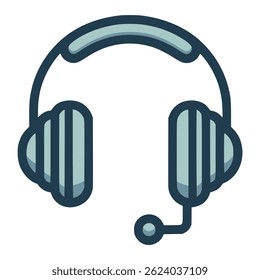 headphone game communication technology flat color vector illustration template design
