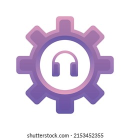 headphone gear gradient logo design template icon