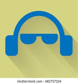 Headphone and glasses flat icon