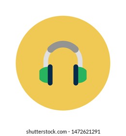 headphone glyph flat vector icon