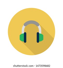 headphone glyph flat vector icon