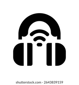 ícone de glifo do fone de ouvido. Ícone vetorial forte e sólido para sites, interfaces móveis, apresentações e marca visual. Alta qualidade e fácil de editar.