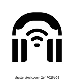 headphone glyph icon. Strong and solid vector icon for websites, mobile interfaces, presentations, and visual branding. High quality and easy to edit.