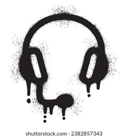 Headphone graffiti with black spray paint