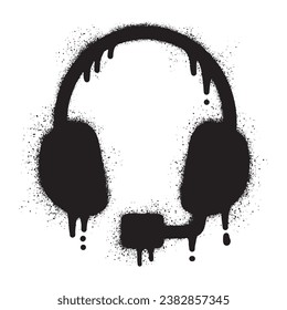 Headphone graffiti with black spray paint