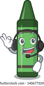 With headphone green crayons in the cartoon gutters