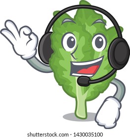 With headphone green mustard in on a character