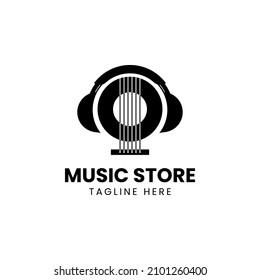 Headphone with Guitar Studio logo design