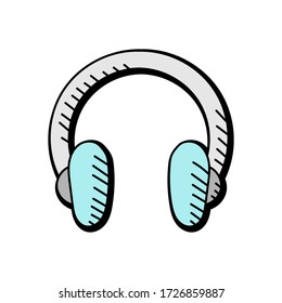 headphone hand drawn vector design. multimedia icon