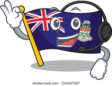 with headphone happy flag cayman islands with cartoon