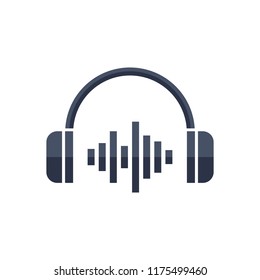 Headphone headset icon in flat style. Headphones vector illustration on white isolated background. Audio gadget business concept.