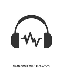 Headphone headset icon in flat style. Headphones vector illustration on white isolated background. Audio gadget business concept.