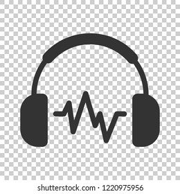 Headphone headset icon in flat style. Headphones vector illustration on isolated background. Audio gadget business concept.