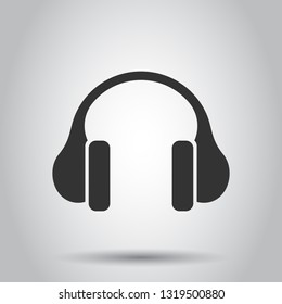 Headphone headset icon in flat style. Headphones vector illustration on white background. Audio gadget business concept.