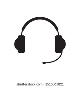 Headphone headset icon in flat style template